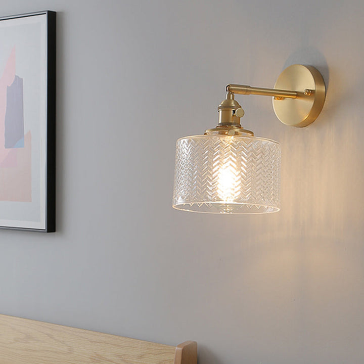 Skørter | Brass industrial wall lamp adjustable wall lamp for bedroom hotel in glass shade