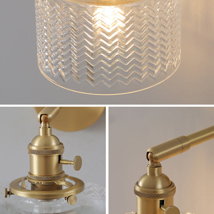 Skørter | Brass industrial wall lamp adjustable wall lamp for bedroom hotel in glass shade