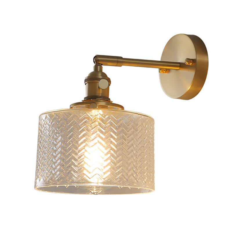 Skørter | Brass industrial wall lamp adjustable wall lamp for bedroom hotel in glass shade