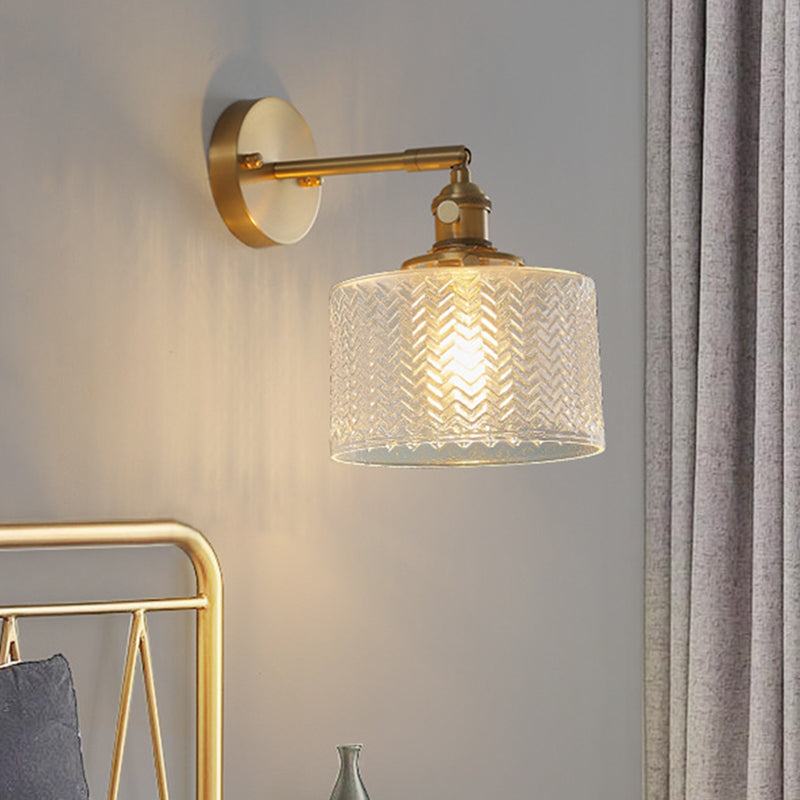 Skørter | Brass industrial wall lamp adjustable wall lamp for bedroom hotel in glass shade