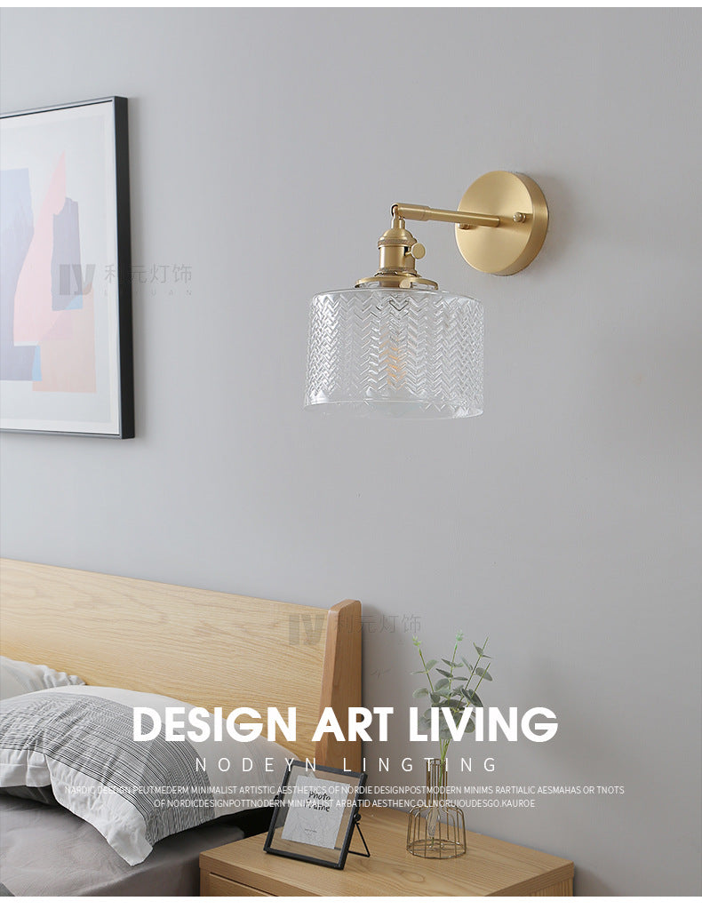 Skørter | Brass industrial wall lamp adjustable wall lamp for bedroom hotel in glass shade