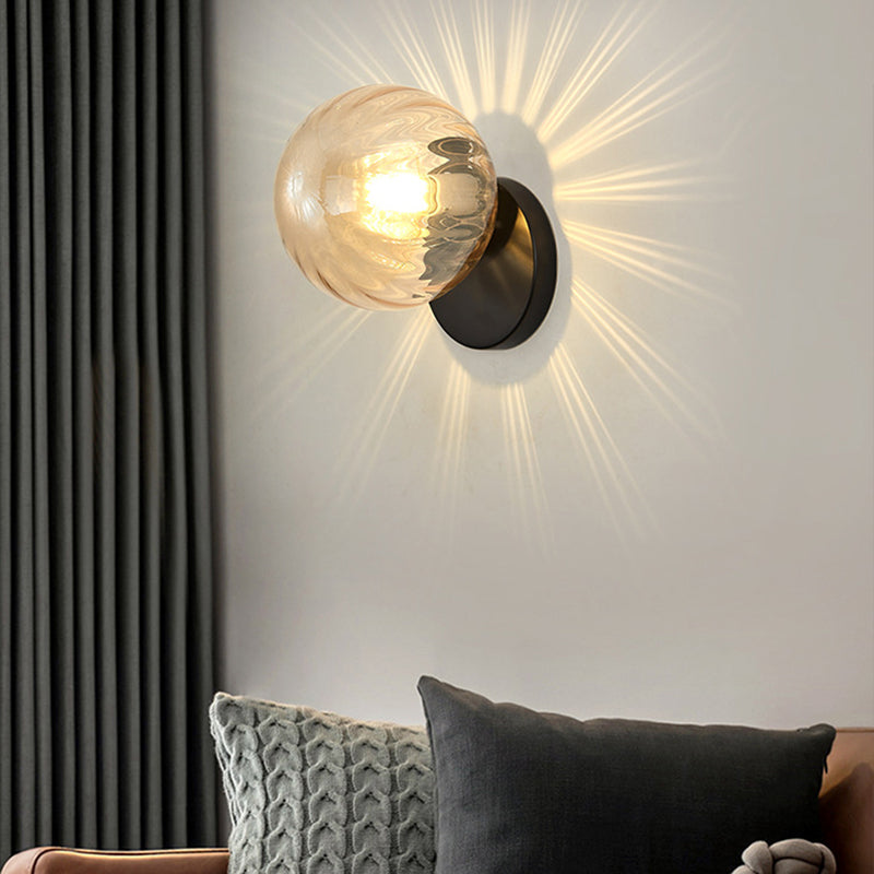 Skørter | Modern Simplicity Wall Lamp 1 Light Metal Wall Lamp with Glass Ball Shade