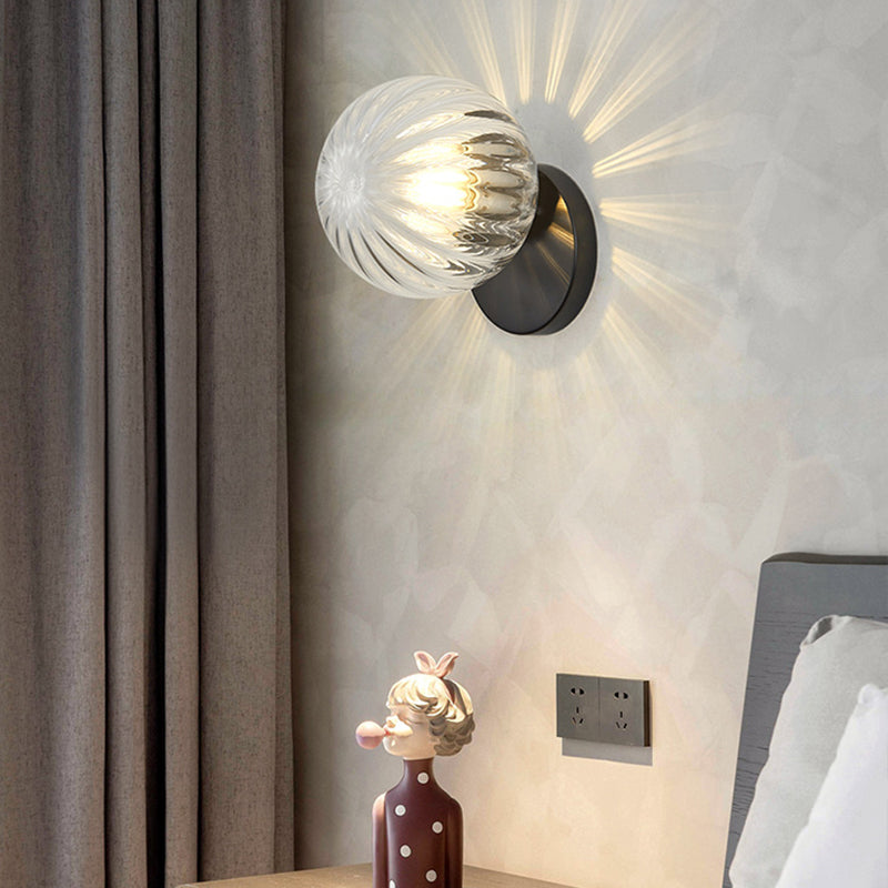 Skørter | Modern Simplicity Wall Lamp 1 Light Metal Wall Lamp with Glass Ball Shade