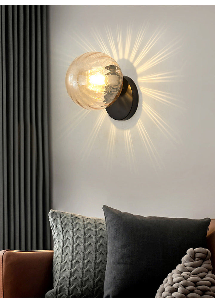 Skørter | Modern Simplicity Wall Lamp 1 Light Metal Wall Lamp with Glass Ball Shade