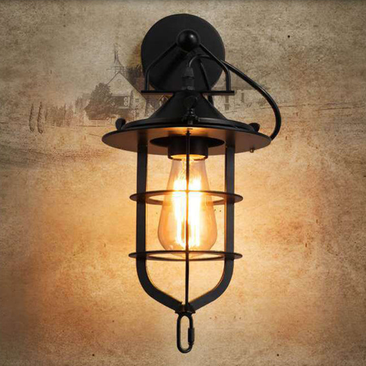 Lisslune | Industrial Style Wall Wall Light 1 Light Down Lighting Wall Lights in Metal Cage