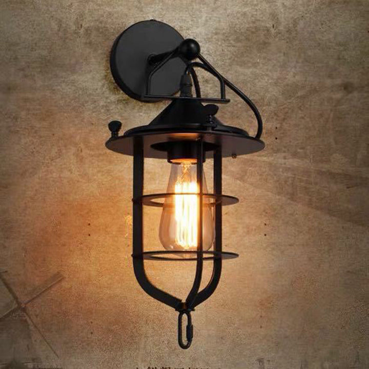 Lisslune | Industrial Style Wall Wall Light 1 Light Down Lighting Wall Lights in Metal Cage