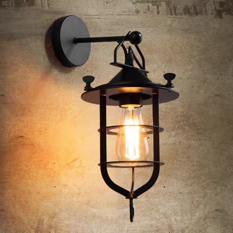 Lisslune | Industrial Style Wall Wall Light 1 Light Down Lighting Wall Lights in Metal Cage