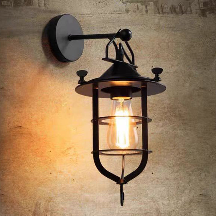 Lisslune | Industrial Style Wall Wall Light 1 Light Down Lighting Wall Lights in Metal Cage