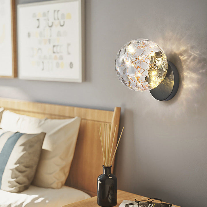 Lisslune | 1 Light Glass Shade Wall Mount Light Fixture Creative Star Wall Lamp for Nightstand