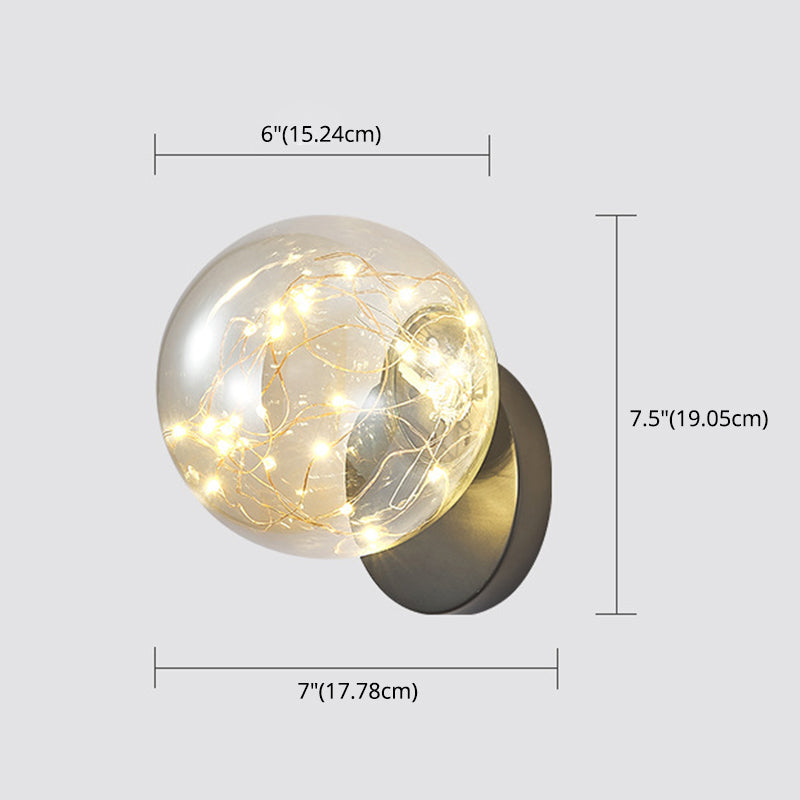 Lisslune | 1 Light Glass Shade Wall Mount Light Fixture Creative Star Wall Lamp for Nightstand
