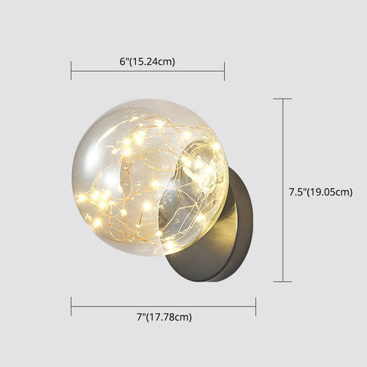 Lisslune | 1 Light Glass Shade Wall Mount Light Fixture Creative Star Wall Lamp for Nightstand