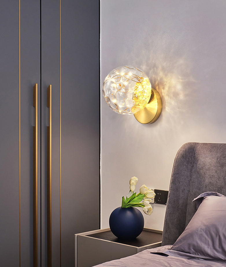 Lisslune | 1 Light Glass Shade Wall Mount Light Fixture Creative Star Wall Lamp for Nightstand