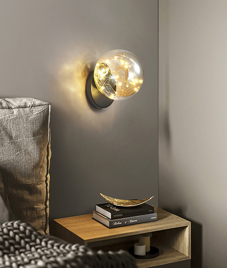 Lisslune | 1 Light Glass Shade Wall Mount Light Fixture Creative Star Wall Lamp for Nightstand