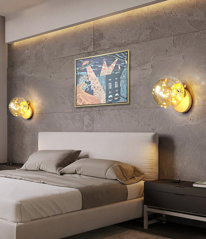 Lisslune | 1 Light Glass Shade Wall Mount Light Fixture Creative Star Wall Lamp for Nightstand
