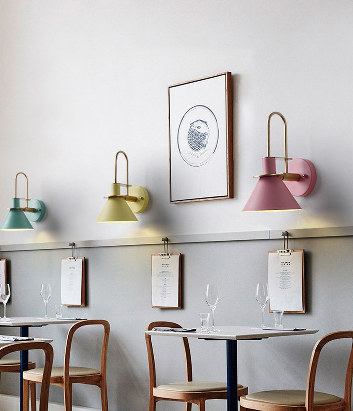 Skørter | Macaroon Style Wall Light Metal Colorful Wall Lamp for Hotel Bedroom