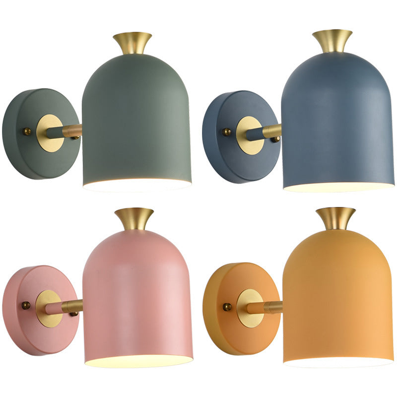 Lisslune | Simplicity Nordic Wall Mounted Light 1 Light Macaroon Metal Wall Lamp for Bedroom