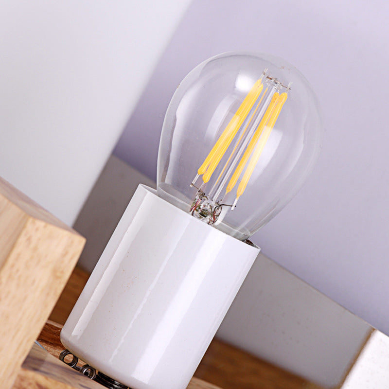 Skørter | Square Shape Wooden Wall Mount Light Modern Simple Glass Shade Wall Lamp for Bedroom