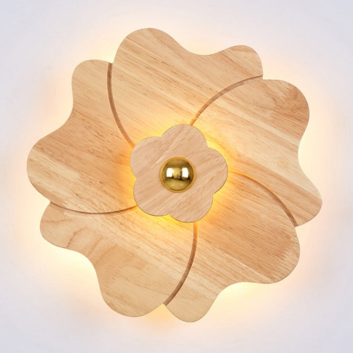 Skørter | Flower-shaped Wooden Wall Lamp Chinese Style Wall Lighting Ideas for Bedroom Tea Room