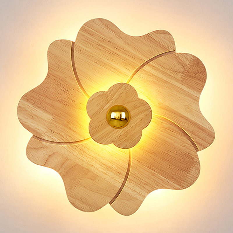 Skørter | Flower-shaped Wooden Wall Lamp Chinese Style Wall Lighting Ideas for Bedroom Tea Room
