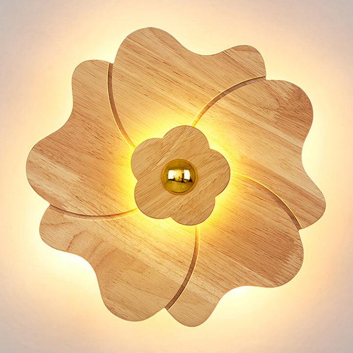 Skørter | Flower-shaped Wooden Wall Lamp Chinese Style Wall Lighting Ideas for Bedroom Tea Room