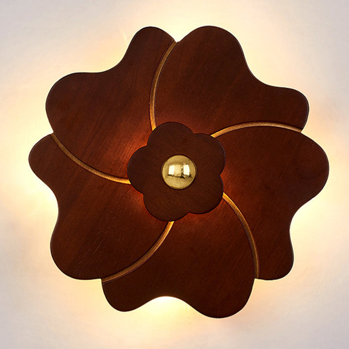 Skørter | Flower-shaped Wooden Wall Lamp Chinese Style Wall Lighting Ideas for Bedroom Tea Room