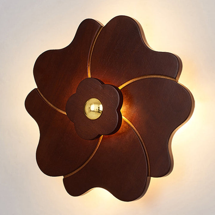 Skørter | Flower-shaped Wooden Wall Lamp Chinese Style Wall Lighting Ideas for Bedroom Tea Room