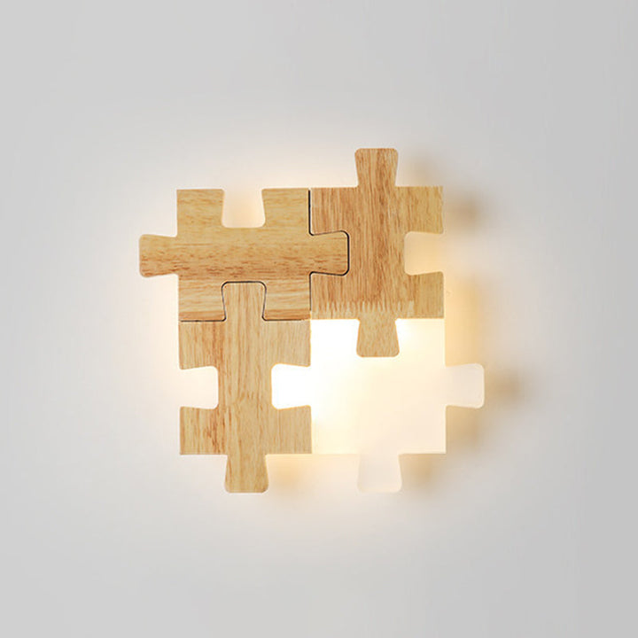 Skørter | Jigsaw Puzzle Wall Mount Lamp Creative LED Wood and Acrylic Shade Sconce Light for Bedroom