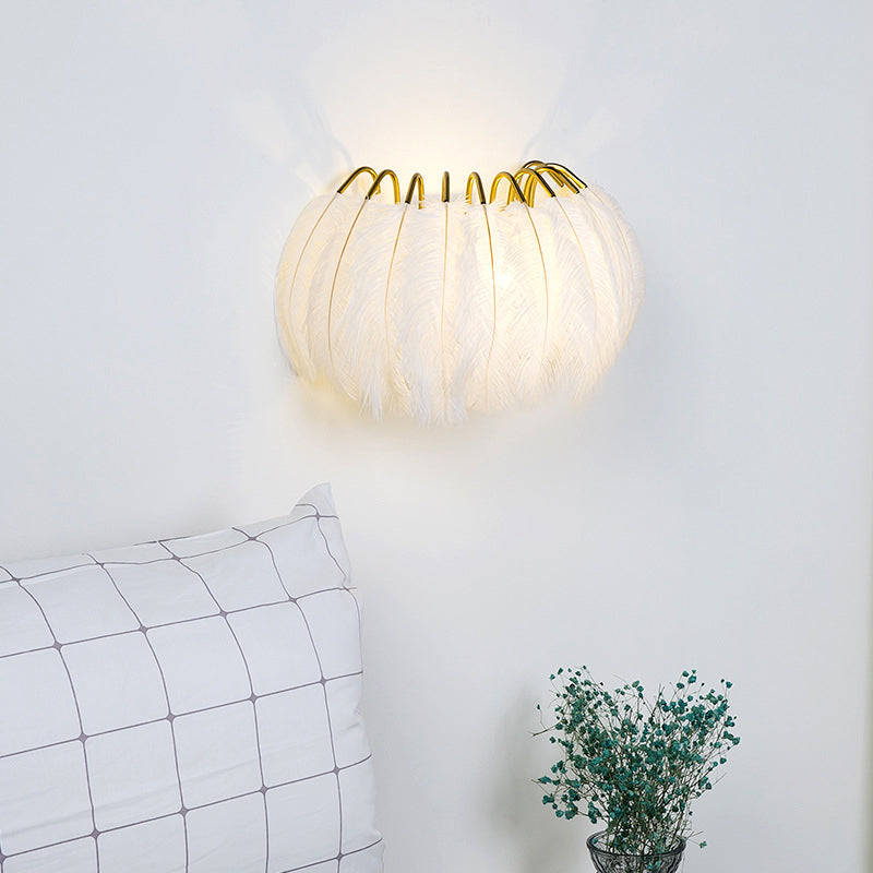 Lisslune | Nordic Feather Wand Sconces Light Ambient Lighting Sconces Light Fixture for Bedroom
