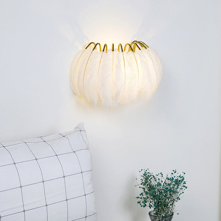 Lisslune | Nordic Feather Wand Sconces Light Ambient Lighting Sconces Light Fixture for Bedroom