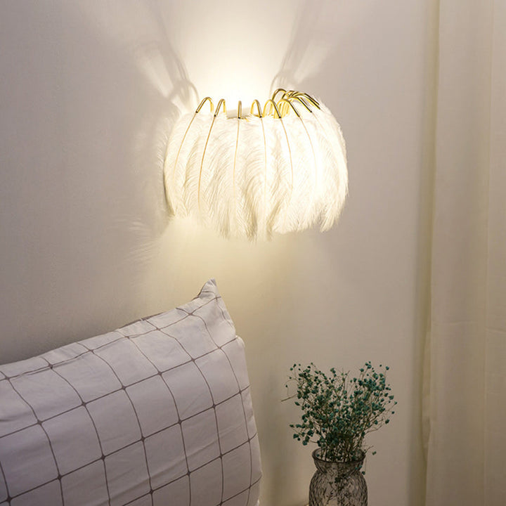 Lisslune | Nordic Feather Wand Sconces Light Ambient Lighting Sconces Light Fixture for Bedroom