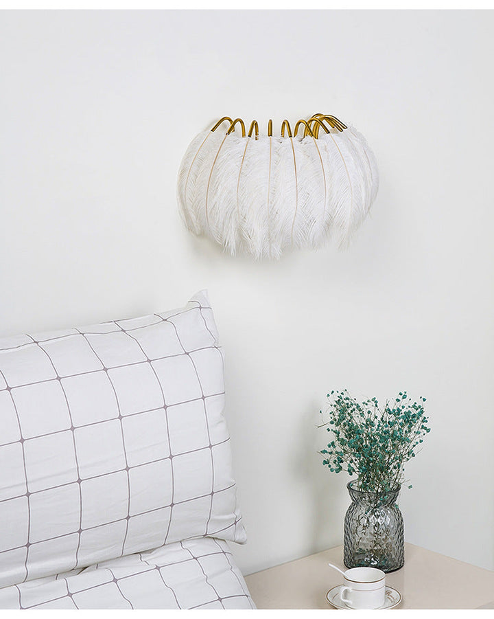 Lisslune | Nordic Feather Wand Sconces Light Ambient Lighting Sconces Light Fixture for Bedroom