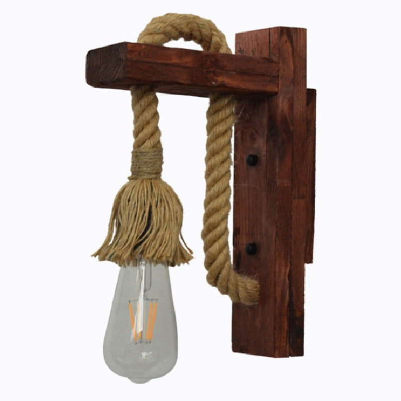 Lisslune | Bare Bulb Wall Light 1 Head Industrial Braided Rope Wall Lighting Ideas for Restaurant Corridor