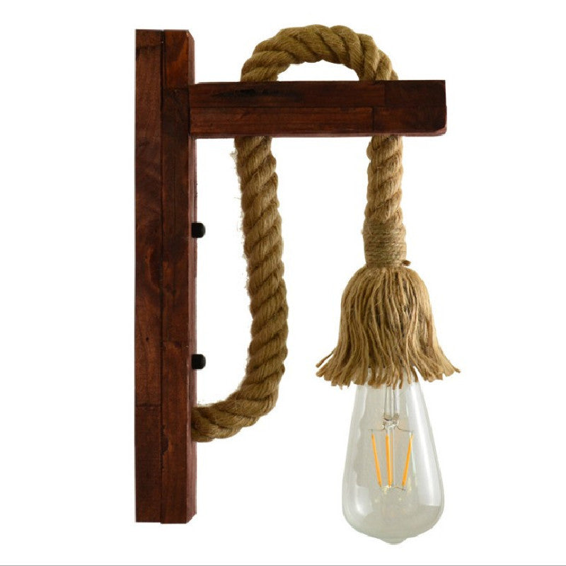 Lisslune | Bare Bulb Wall Light 1 Head Industrial Braided Rope Wall Lighting Ideas for Restaurant Corridor
