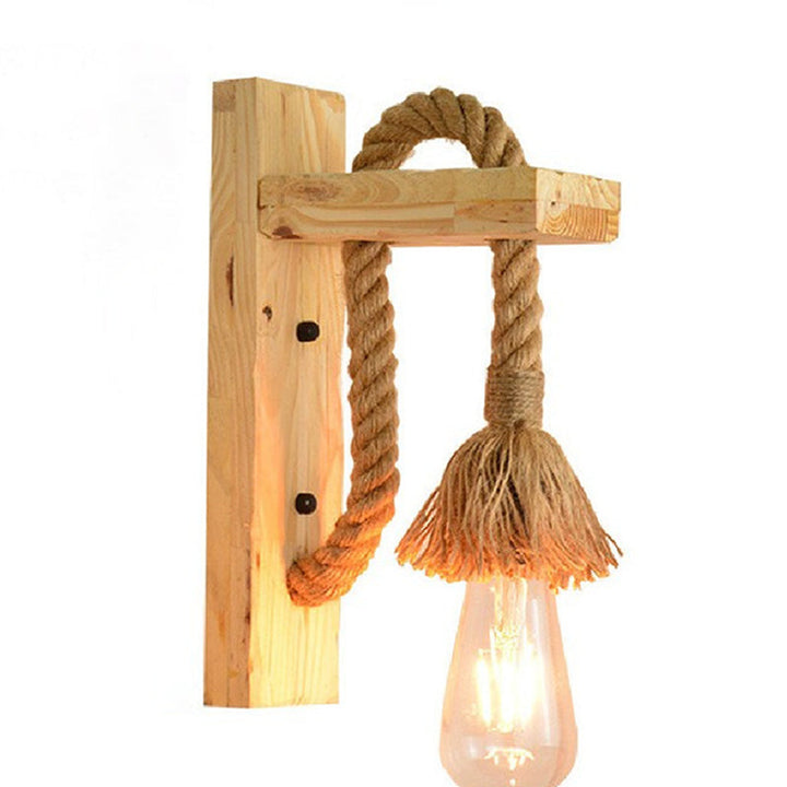 Lisslune | Bare Bulb Wall Light 1 Head Industrial Braided Rope Wall Lighting Ideas for Restaurant Corridor
