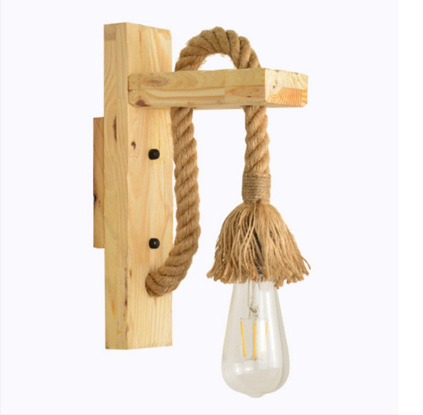 Lisslune | Bare Bulb Wall Light 1 Head Industrial Braided Rope Wall Lighting Ideas for Restaurant Corridor