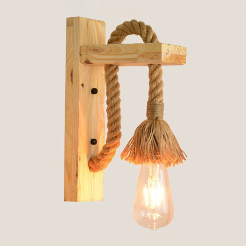 Lisslune | Bare Bulb Wall Light 1 Head Industrial Braided Rope Wall Lighting Ideas for Restaurant Corridor