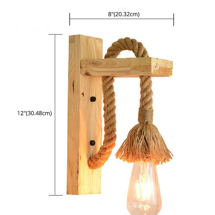 Lisslune | Bare Bulb Wall Light 1 Head Industrial Braided Rope Wall Lighting Ideas for Restaurant Corridor