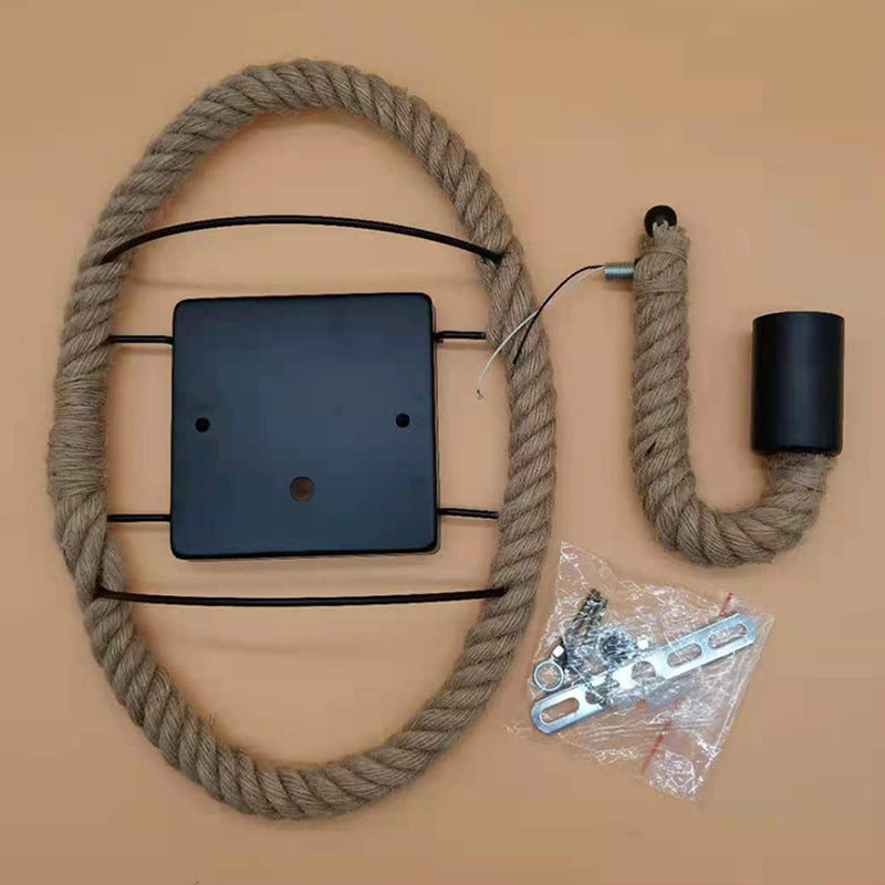 Lisslune | Wagon Wheel Indoor Wall Lighting Log Cabin Style Wall Mounted Light with Rope Shade