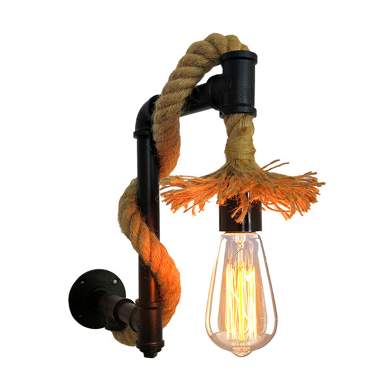 Lisslune | Industrial Style Wall Lamp Sconce Creative Jute Rope with Metal Pipe