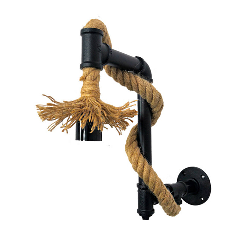 Lisslune | Industrial Style Wall Lamp Sconce Creative Jute Rope with Metal Pipe