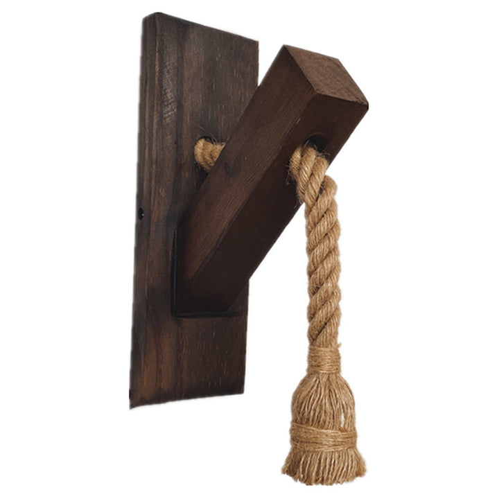 Lisslune | Bare Bulb Rope Wall Light Single Lamp Wooden Wall Lamp for Bar Restaurant