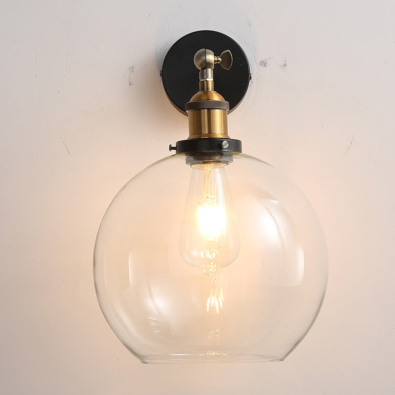 Lisslune | Vintage Industrial Wall Lamp Single Light Lamp in Clear Glass Shade