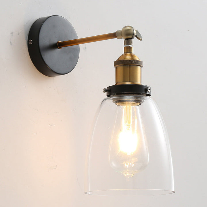 Lisslune | Vintage Industrial Wall Lamp Single Light Lamp in Clear Glass Shade