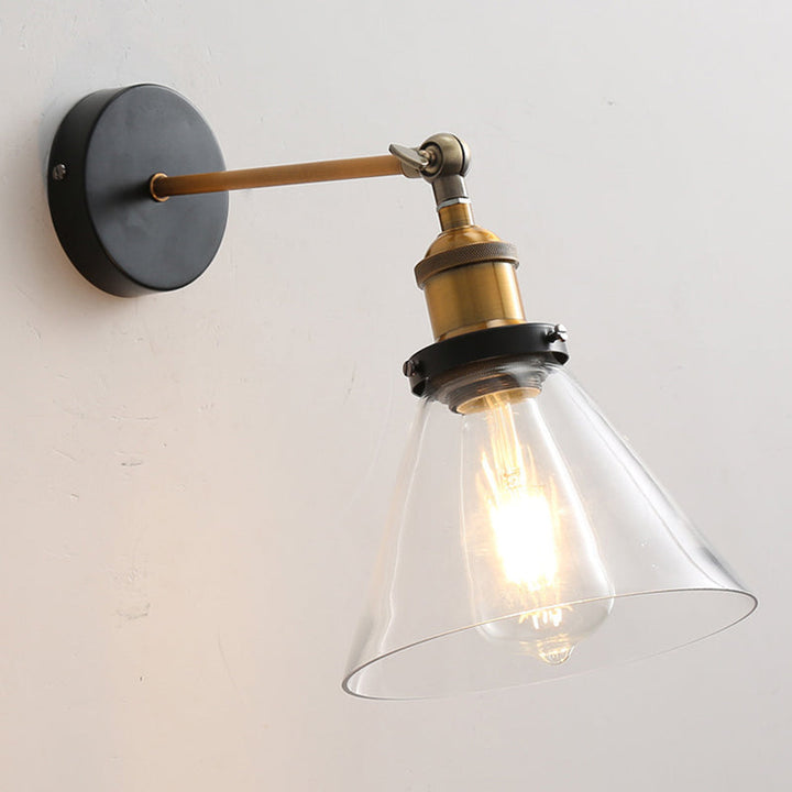 Lisslune | Vintage Industrial Wall Lamp Single Light Lamp in Clear Glass Shade