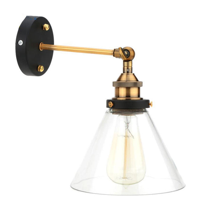 Lisslune | Vintage Industrial Wall Lamp Single Light Lamp in Clear Glass Shade