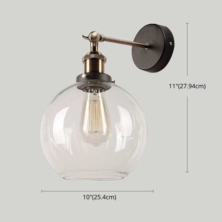 Lisslune | Vintage Industrial Wall Lamp Single Light Lamp in Clear Glass Shade