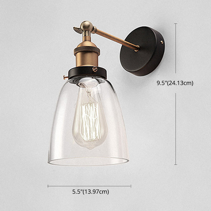 Lisslune | Vintage Industrial Wall Lamp Single Light Lamp in Clear Glass Shade