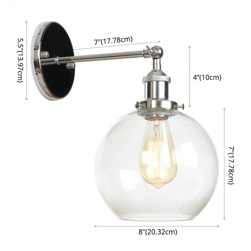 Lisslune | Transparent Glass Shade Wall Light Single Light Indoor Decoration Wall Mount Light
