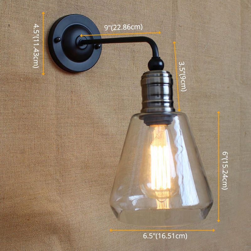 Lisslune | American Vintage Style Wall Lamp Simplicity 1 Light Wall Sconce with Glass Shade