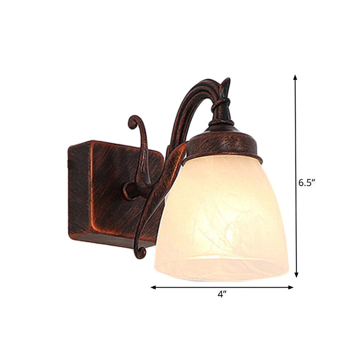Skørter | Copper Dome Wall Lamp Traditional Opal Glass 1/2/3 Lights Bathroom Wall Mounted Vanity Light